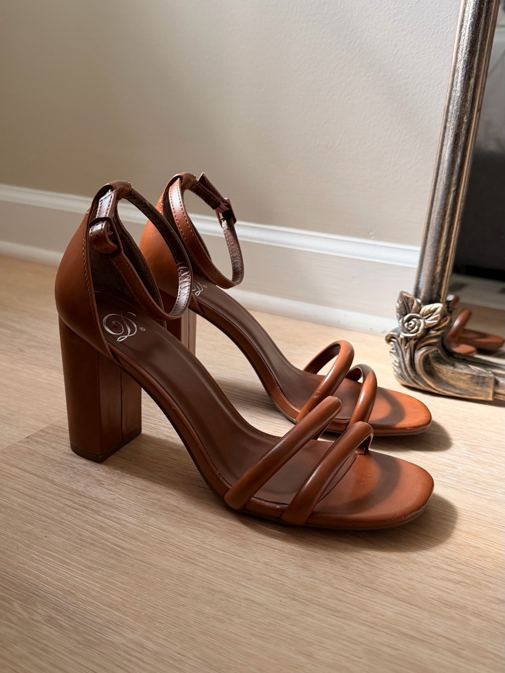 Delicious Tan Strappy Block Heel Sandals
